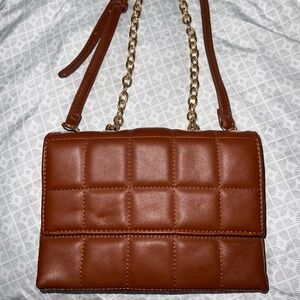 Brown Quilted Leather Shoulder Bag